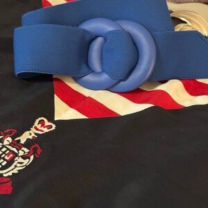 Pearl Vintage 80s Marine Blue O-Rings Elastic Belt Sz MEDIUM / LARGE